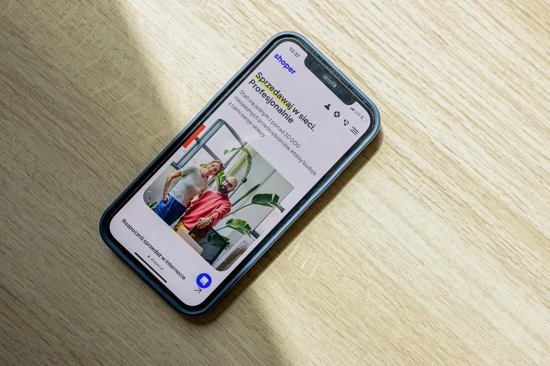 Smartphone displaying an ecommerce website interface